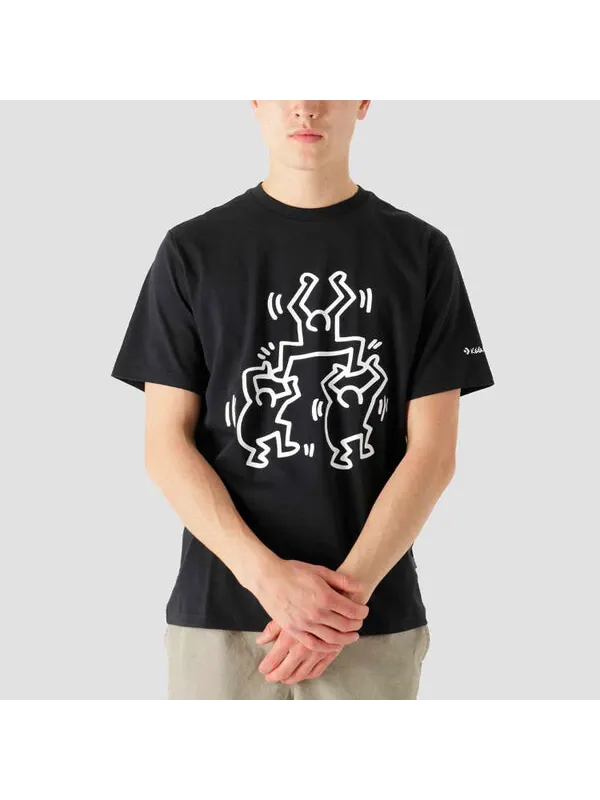 Футболка (WMNS) Men's Converse x Keith Haring Crossover Cartoon Pattern Round Neck Short Sleeve — изображение 3 из 4, черный