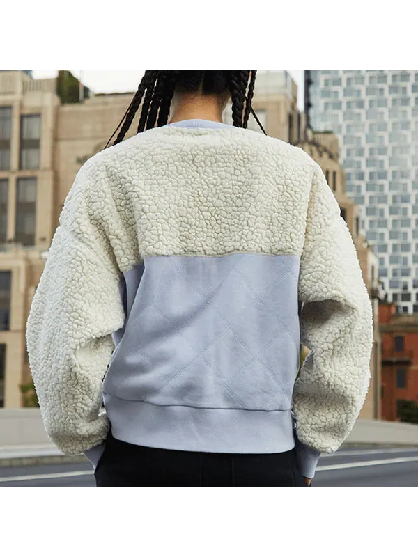 Свитер splicing lamb's wool round neck pullover milk white hoodie Converse — изображение 4 из 4, белый