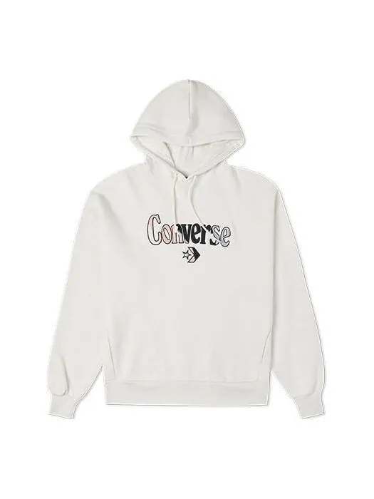 Свитер logo embroidered loose fleece hoodie white Converse