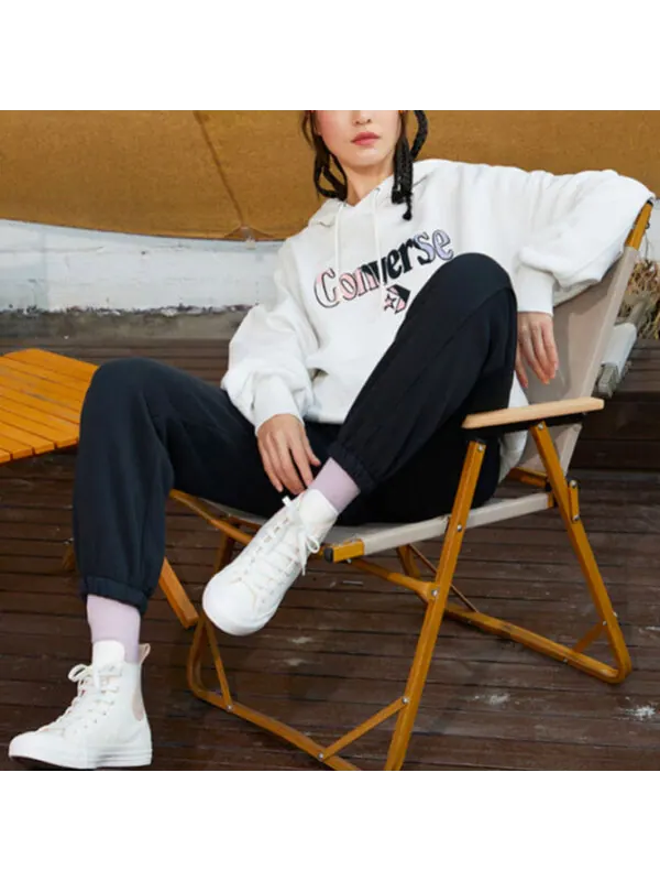 Свитер logo embroidered loose fleece hoodie white Converse — изображение 3 из 4, белый