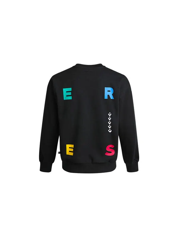 Свитер sports contrast letter print crew neck sweatshirt 'black' Converse — изображение 2 из 4, черный