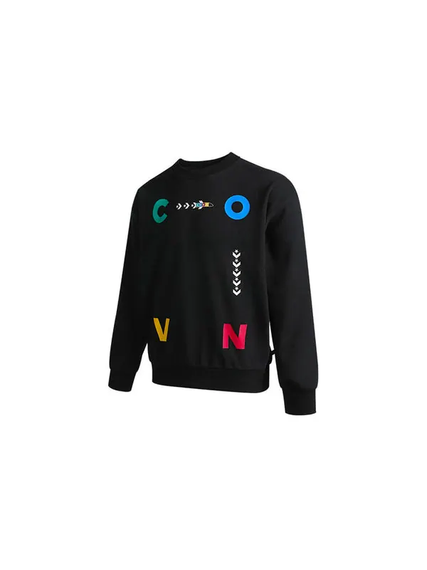 Свитер sports contrast letter print crew neck sweatshirt 'black' Converse — изображение 3 из 4, черный