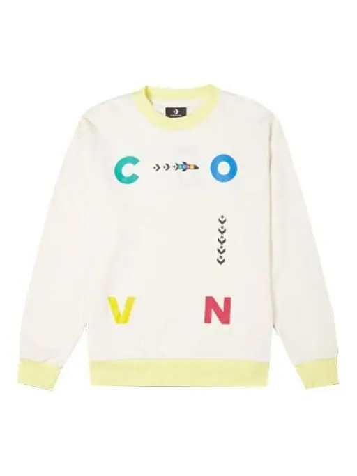 Свитер sports contrast letter print crew neck sweatshirt 'white' Converse