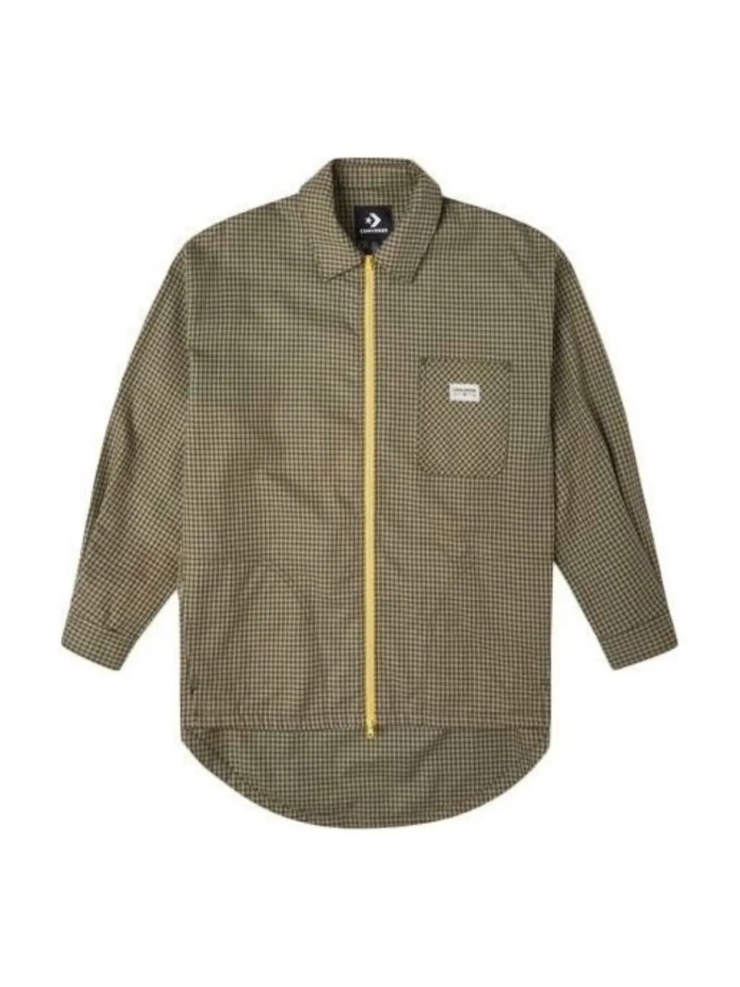 Рубашка (WMNS) Converse Pocket Oversized Woven Shirt 'Olive Green' — изображение 1 из 3, оливковый зеленый