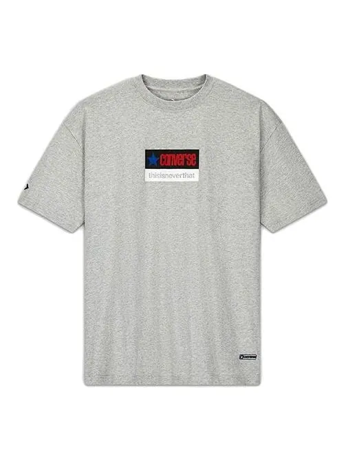 Футболка men's x thisisneverthat crossover logo printing sports round neck short sleeve light grey Converse, серый