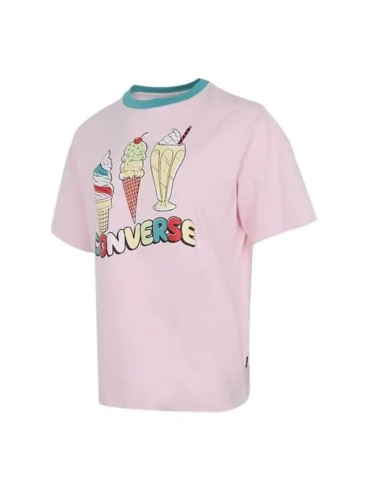 Футболка ice cream printing sports short sleeve pink t-shirt Converse — изображение 1 из 4, розовый