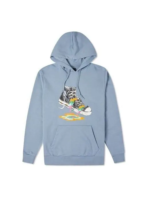 Толстовка paint drip graphic pullover hoodie 'vintage blue' Converse — изображение 1 из 2, винтажный синий