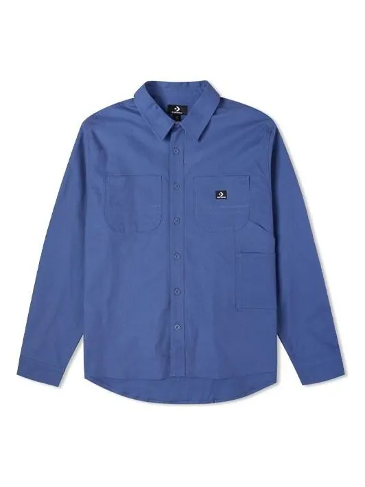 Рубашка carpenter pocket button down long sleeve shirt 'vintage blue' Converse — изображение 1 из 2, винтажный синий