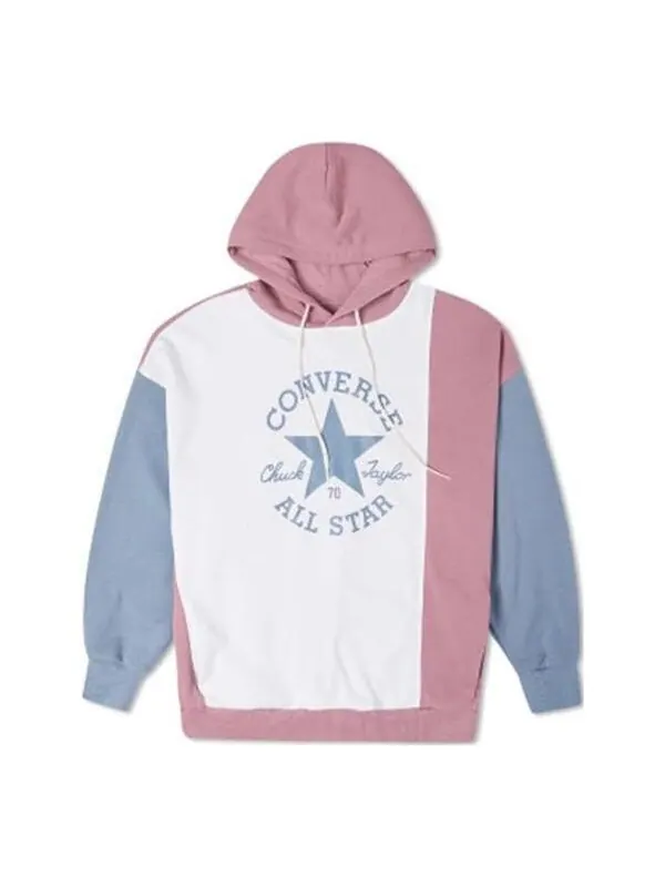 Толстовка oversized color-blocked pullover hoodie 'pink aura multi' Converse — изображение 1 из 2, розовый мульти