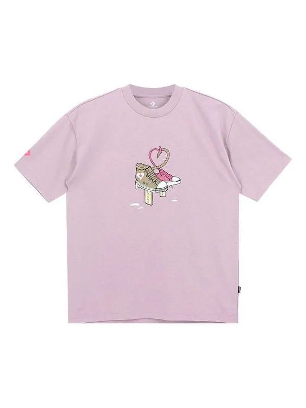 Футболка shoe tie heart logo t-shirt 'blush purple' Converse — изображение 1 из 1, фиолетовый