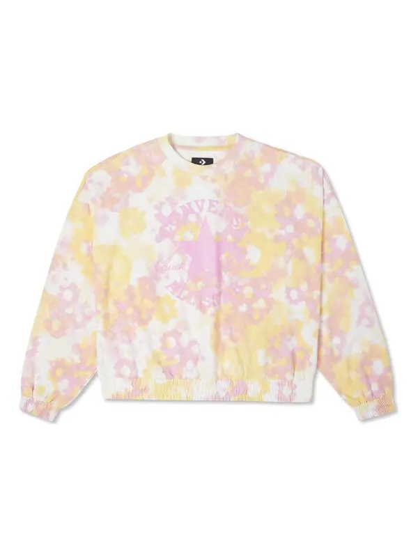 Свитер washed floral cotton crew neck shirt 'pink' Converse