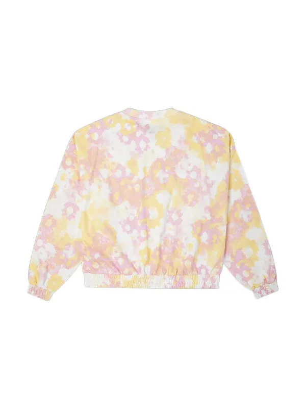 Свитер washed floral cotton crew neck shirt 'pink' Converse — изображение 2 из 4, белый/желтый/розовый