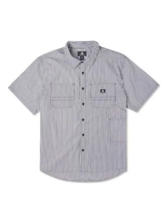 Рубашка striped woven carpenter button down 'grey' Converse — изображение 1 из 1, серый