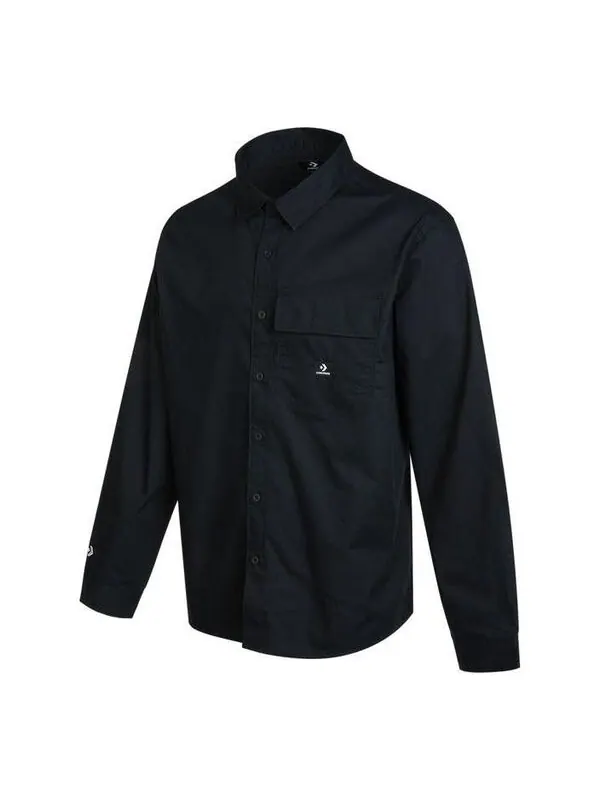 Рубашка woven long sleeve button down shirt 'black' Converse — изображение 1 из 4, черный
