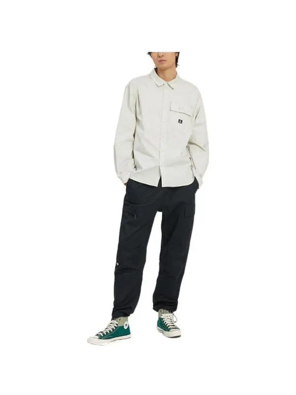 Рубашка woven long sleeve button down shirt 'white' Converse — изображение 2 из 4, белый