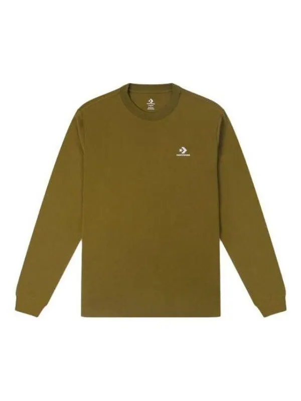 Футболка go-to embroidered star chevron standard-fit t-shirt 'olive' Converse — изображение 1 из 1, оливковый