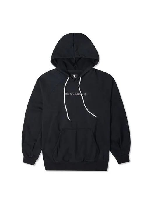 Свитер logo embroidered loose knit hoodie black Converse