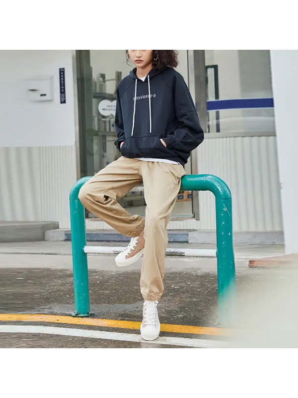 Свитер logo embroidered loose knit hoodie black Converse — изображение 3 из 4, черный