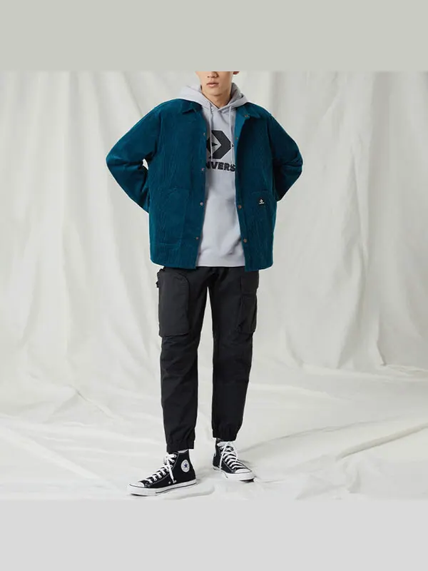 Рубашка corduroy button shirt 'blue' Converse — изображение 3 из 4, синий