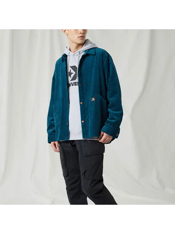 Рубашка corduroy button shirt 'blue' Converse — изображение 4 из 4, синий