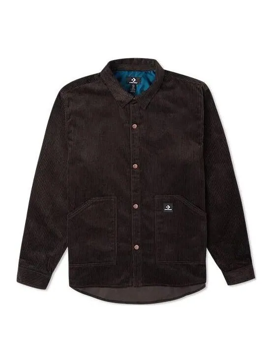 Рубашка corduroy button shirt 'dark brown' Converse — изображение 1 из 4, коричневый