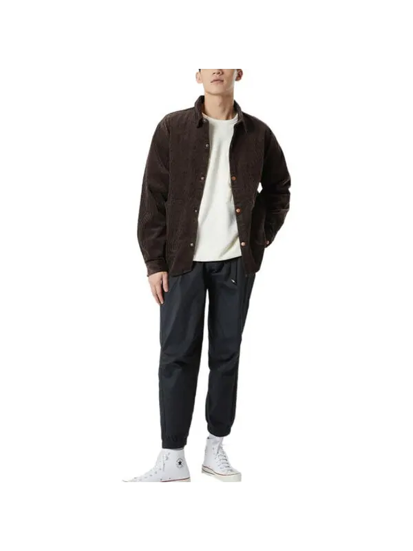 Рубашка corduroy button shirt 'dark brown' Converse — изображение 3 из 4, коричневый