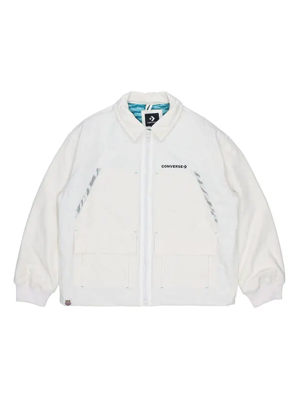 Куртка Converse New Year Series Logo Printing Lapel Sports Jacket Creamy White — изображение 1 из 2, кремовый белый