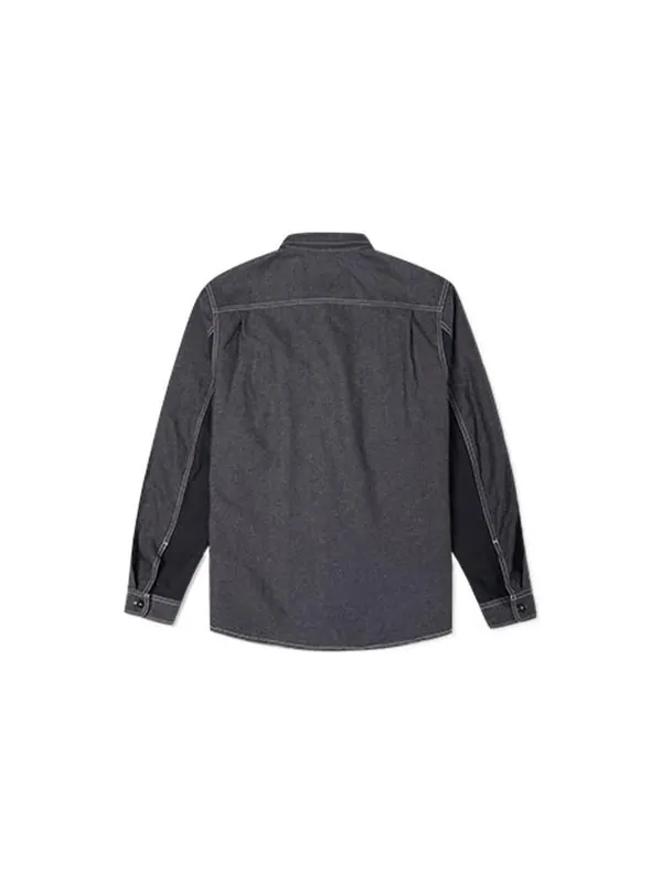 Рубашка men's flowers small logo retro splicing contrasting colors woven shirt jacket dark black Converse, черный
