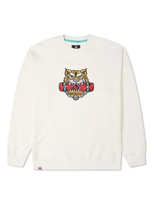 Толстовка Converse New Year Series TIGER Pattern Round Neck Sports 'Milk White' — изображение 1 из 4, белый