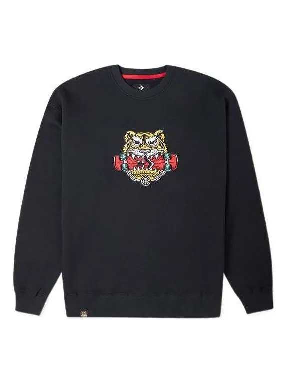 Свитер new year series tiger pattern round neck sweatshirt 'black' Converse