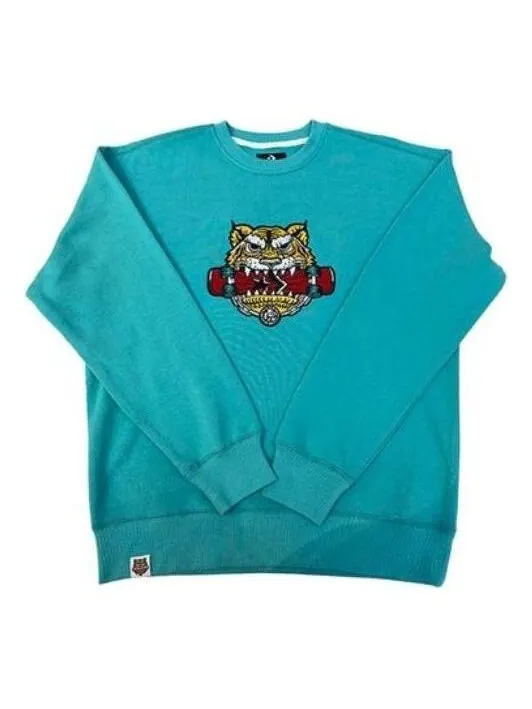 Свитер new year series tiger pattern round neck sweatshirt 'lake green' Converse
