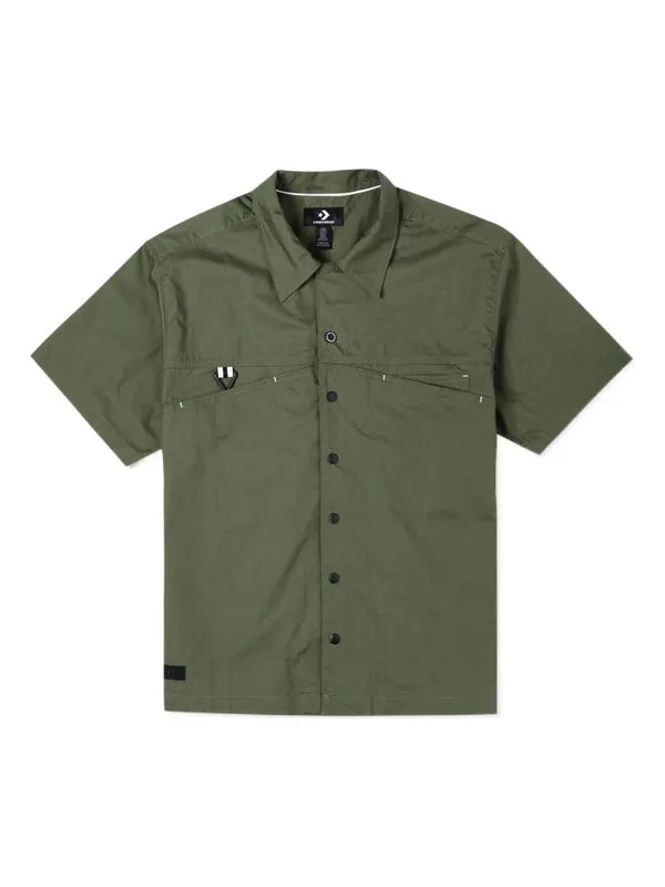Рубашка layering shirt 'olive green' Converse — изображение 1 из 2, оливковый зеленый