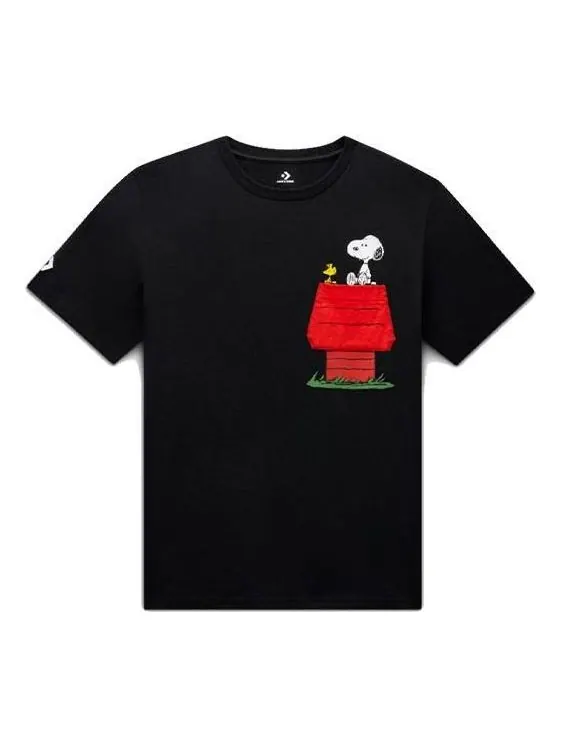 Футболка x peanuts pocket t-shirt 'black' Converse — изображение 1 из 4, черный