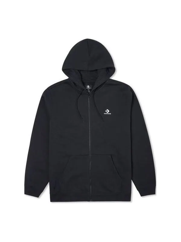 Куртка go-to embroidered star chevron standard fit full-zip hoodie 'black' Converse — изображение 1 из 2, черный