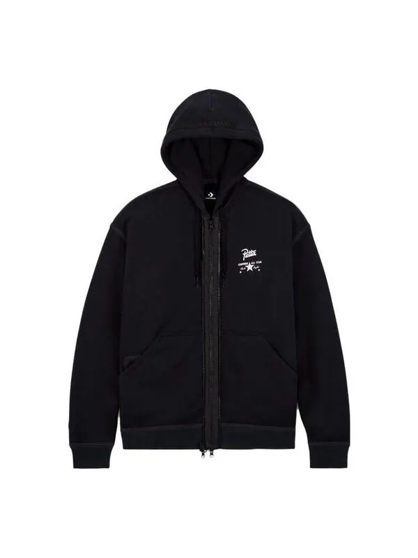 Толстовка x patta four-leaf clover utility fleece hoodie 'black' Converse — изображение 1 из 2, черный