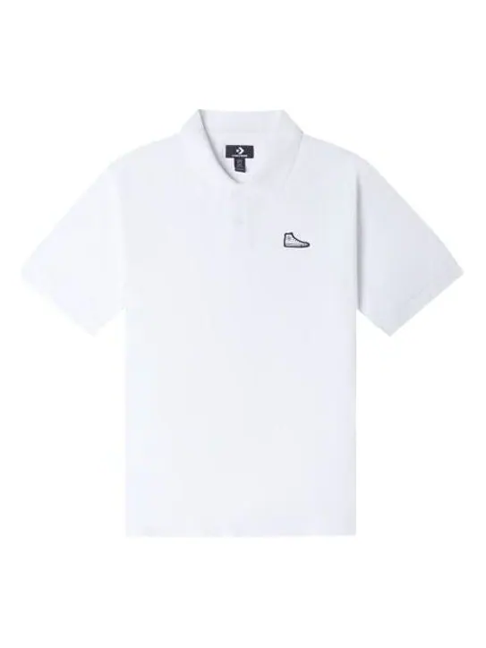 Рубашка поло shoe patch polo shirt 'white' Converse — изображение 1 из 2, белый