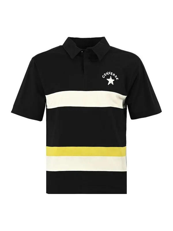Рубашка поло colorblock logo polo shirt 'black white' Converse — изображение 1 из 2, черный/белый/желтый
