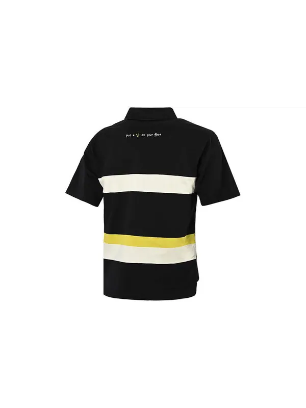 Рубашка поло colorblock logo polo shirt 'black white' Converse — изображение 2 из 2, черный/белый/желтый
