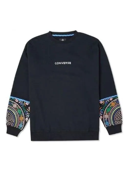 Свитер tapesty crewneck sweatshirt 'black' Converse
