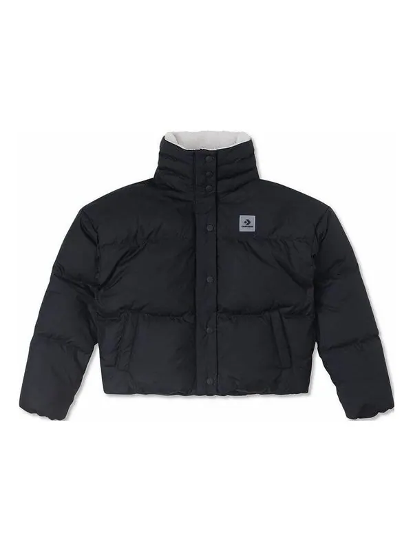 Куртка short down puffer jacket 'black' Converse — изображение 1 из 2, черный