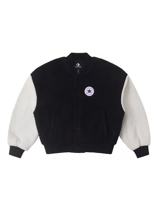 Куртка sherpa varsity jacket 'black white' Converse — изображение 1 из 2, черный/белый