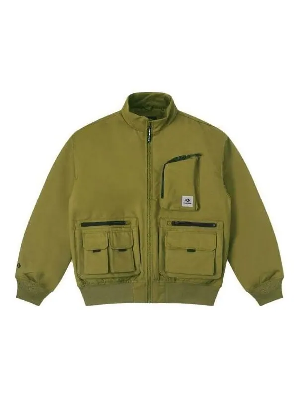 Куртка short down bomber jacket 'olive green' Converse — изображение 1 из 2, оливковый зеленый