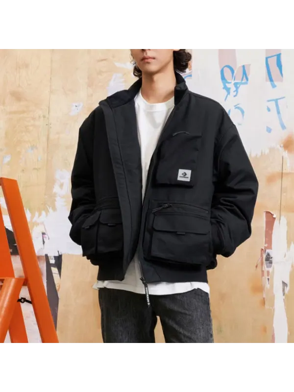 Куртка short down bomber jacket 'black' Converse — изображение 2 из 3, черный