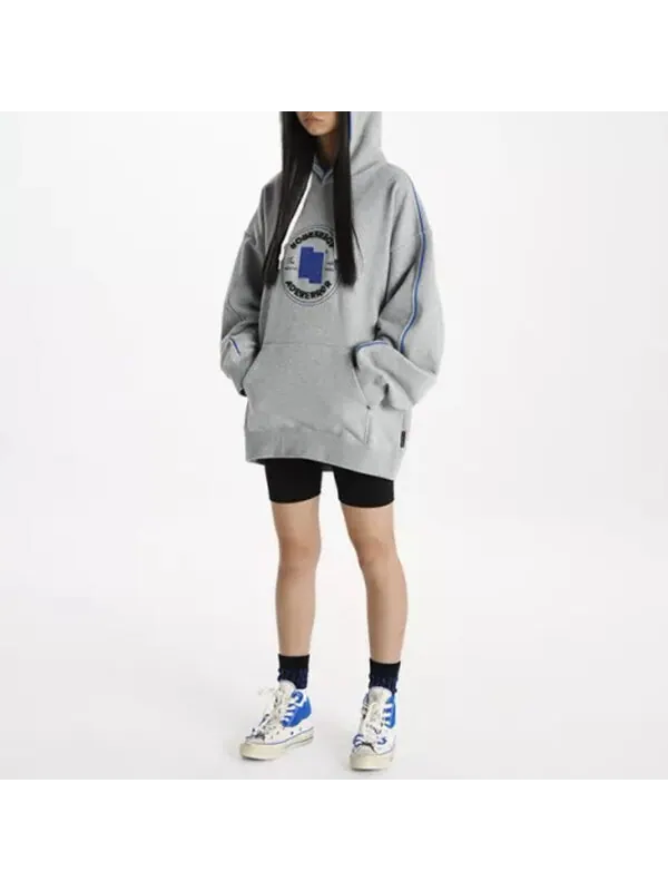 Толстовка x ader error shapes pullover hoodie 'vintage grey heather' Converse — изображение 4 из 4, серый/синий