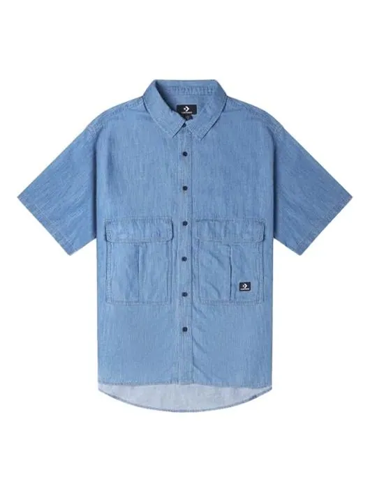 Рубашка elevated chambray shirt 'indigo blue' Converse — изображение 1 из 2, индиго синий