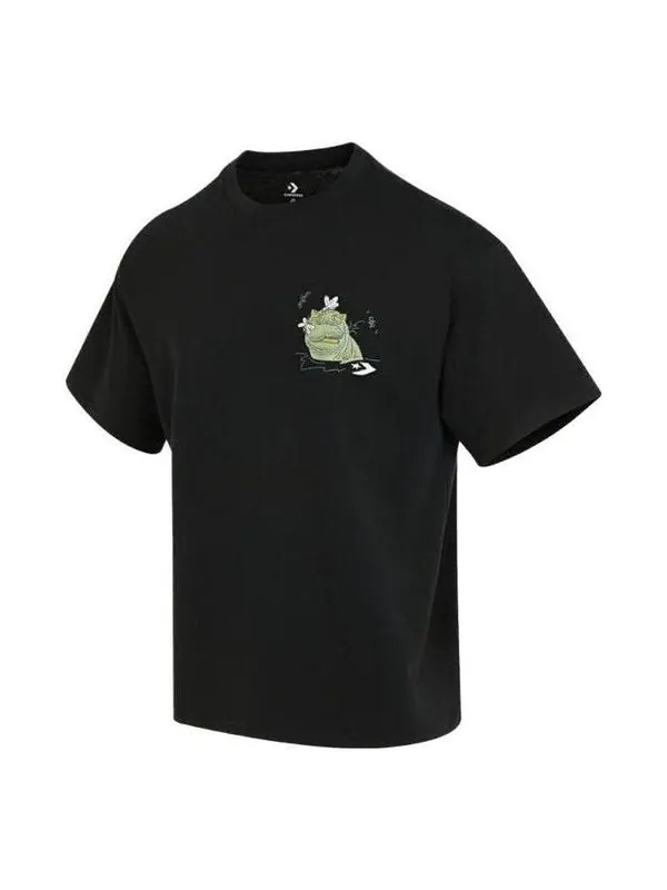 Футболка swamp pals t-shirt 'black' Converse — изображение 1 из 2, черный/зеленый