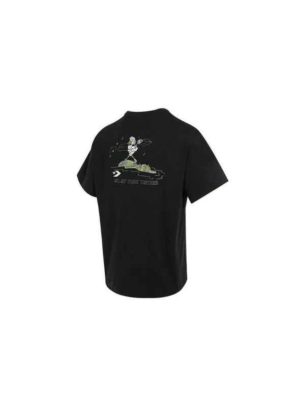 Футболка swamp pals t-shirt 'black' Converse — изображение 2 из 2, черный/зеленый