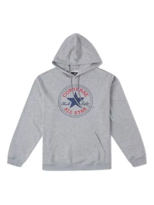 Толстовка go-to all star patch standard-fit fleece pullover hoodie 'grey' Converse — изображение 1 из 1, серый