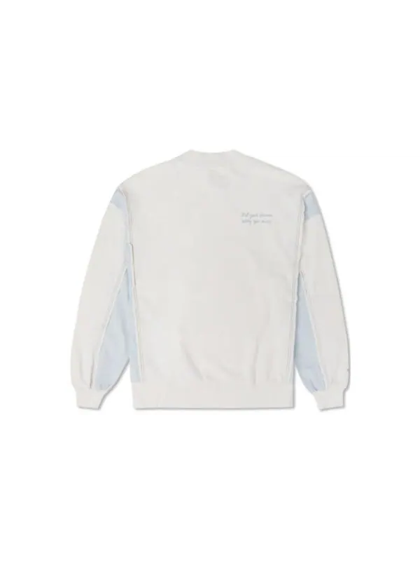 Свитер denim patchwork crew sweatshirt 'white' Converse — изображение 2 из 2, белый/синий