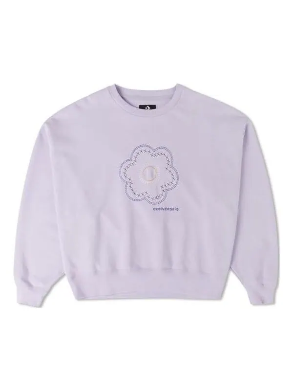 Свитер floral crewneck 'lilac' Converse, сиреневый